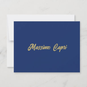 Minimalistische donkerblauwe gouden kleur eigen na notitiekaartje