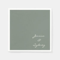 Minimalistische Donkere Sage Green Script Weddensc
