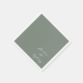 Minimalistische Donkere Sage Green Script Weddensc Servet (Hoek)