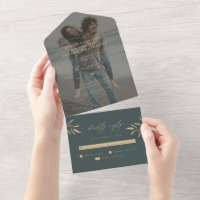 Minimalistische donkere teal- en sepia-tak-huwelij