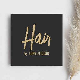 Minimalistische donkergrijze goudbruine vette Hair Vierkante Visitekaartje