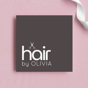 Minimalistische donkergrijze witte vette salon kap vierkante visitekaartje