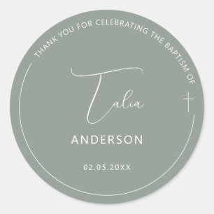 Minimalistische doop eenvoudige kruis roze ronde sticker
