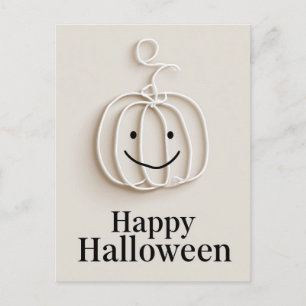 Minimalistische Draad Pompoen Gelukkig Halloween G Briefkaart