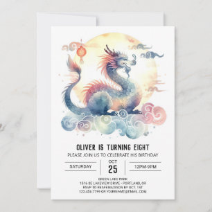 Minimalistische Dragon Birthday Printable Kaart