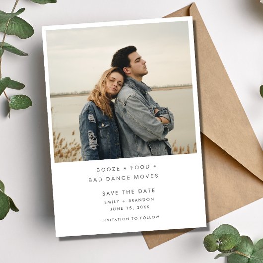 Minimalistische drank voedsel slechte dans beweegt save the date