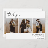 Minimalistische drie foto bruiloft dank u kaart (Voorkant / Achterkant)
