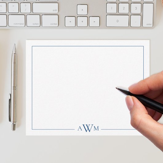 Minimalistische drieletterige monogram rand notitiekaartje