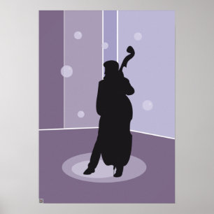 Minimalistische Dubbele Bas Silhouet Muziek Kunst Poster