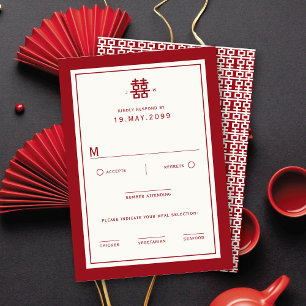 Minimalistische Dubbele Gelukzaligheid Eenvoudige RSVP Kaartje