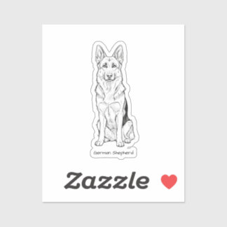 Minimalistische Duitse Herdershond Lijntekening  Sticker