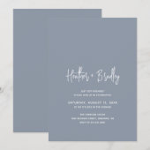 Minimalistische Dusty Blue Modern Engagement Party Kaart (Voorkant / Achterkant)