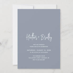 Minimalistische Dusty Blue Modern Engagement Party Kaart