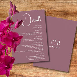 Minimalistische Dusty Pink Wedding Details Informatiekaartje