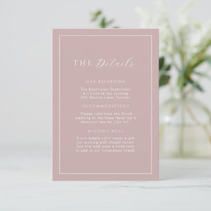 Minimalistische Dusty Roos Blush Wedding Details I Informatiekaartje