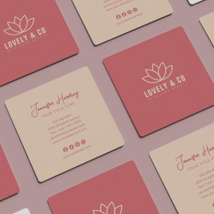 Minimalistische Dusty Rose Cream Schoonheidskaart Vierkante Visitekaartje