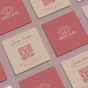 Minimalistische Dusty Rose Crème Schoonheid QR Cod Vierkante Visitekaartje