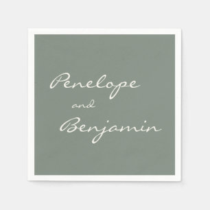 Minimalistische Dusty Sage Green Script Weddenscha Servet