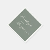 Minimalistische Dusty Sage Green Script Weddenscha Servet (Hoek)