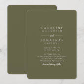 Minimalistische Earth Tone Boho Olive Green Weddin Kaart (Voorkant / Achterkant)