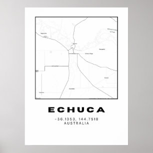 Minimalistische Echuca-kaart met coördinaten Zwa Poster