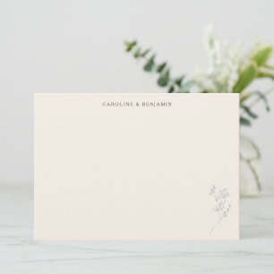Minimalistische Ecru Bloem Lijn Kunst Elegante Tro Bedankkaart