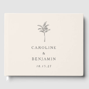 Minimalistische Ecru Palm Tree lijn Art Custom Bru Gastenboek