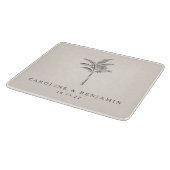 Minimalistische Ecru Palm Tree lijn Art Custom Bru Snijplank (Hoek)