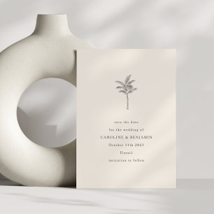Minimalistische Ecru Palmboom Lijnkunst Elegante T Save The Date