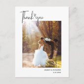 Minimalistische Eenvoudig Script Hart Wedding Dank Briefkaart (Voorkant)