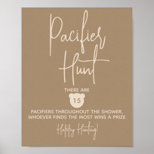 Minimalistische eenvoudige Beer Baby shower Pacifi Poster