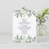Minimalistische Eenvoudige bladeren bruiloft Informatiekaartje (Staand voorkant)