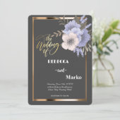 Minimalistische eenvoudige bloemenuitnodiging, gou kaart (Staand voorkant)