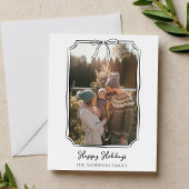 Minimalistische Eenvoudige Boog Zwart-Wit Familief Feestdagenkaart