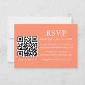 Minimalistische Eenvoudige bruiloft Koraal QR RSVP Kaart (Voorkant)