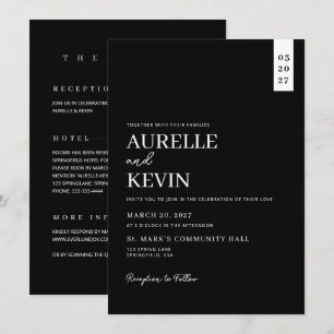 Minimalistische Eenvoudige Elegante Zwarte QR Code Kaart