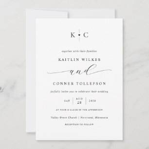 Minimalistische Eenvoudige Hart Monogram Romantisc Kaart