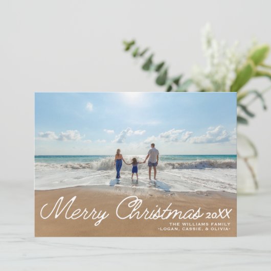 Minimalistische eenvoudige kerstscript overlay 1 f feestdagenkaart (Staand voorkant)