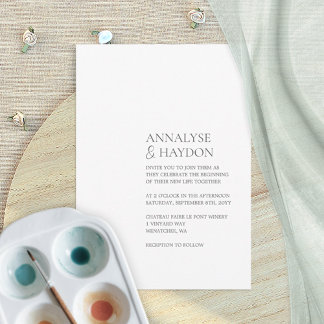 Minimalistische, eenvoudige lettertype bruiloft ui kaart