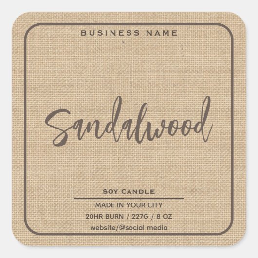 Minimalistische eenvoudige linnen look script kaar vierkante sticker (Voorkant)