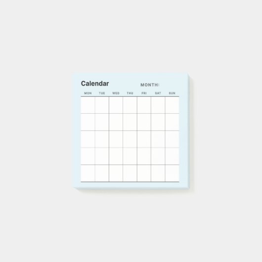Minimalistische eenvoudige maandelijkse plannerkal post-it® notes (Voorkant)