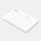 Minimalistische eenvoudige maandelijkse plannerkal post-it® notes (Schuin)
