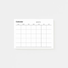 Minimalistische eenvoudige maandelijkse plannerkal post-it® notes