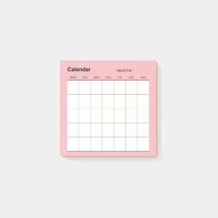 Minimalistische eenvoudige maandelijkse plannerkal post-it® notes