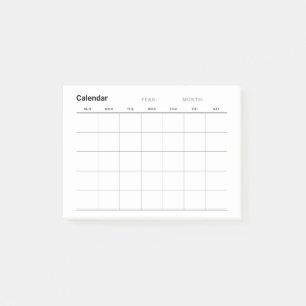 Minimalistische eenvoudige maandelijkse plannerkal post-it® notes