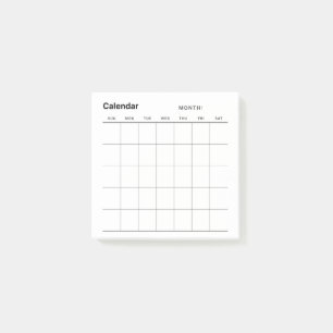 Minimalistische eenvoudige maandelijkse plannerkal post-it® notes