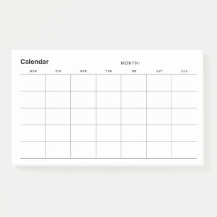 Minimalistische eenvoudige maandelijkse plannerkal post-it® notes