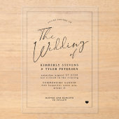 Minimalistische eenvoudige moderne script bruiloft acryl uitnodigingen (Voorkant)