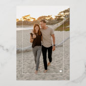 Minimalistische eenvoudige moderne script bruiloft folie uitnodiging (Achterkant)