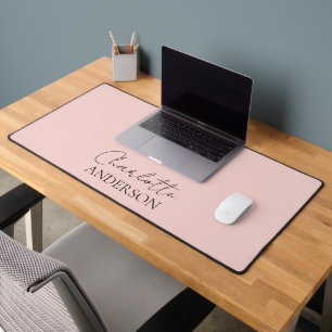 Minimalistische Eenvoudige Monogram Naam Blush Roz Bureaumat